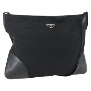 Authentic PRADA Shoulder Bag Nylon Black Silver